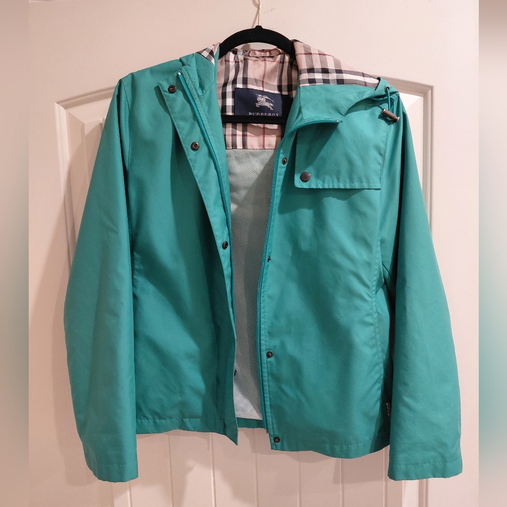 Burberry Turquoise/ Teal Green Light Jacket Raincoat Size Small (KIDS)